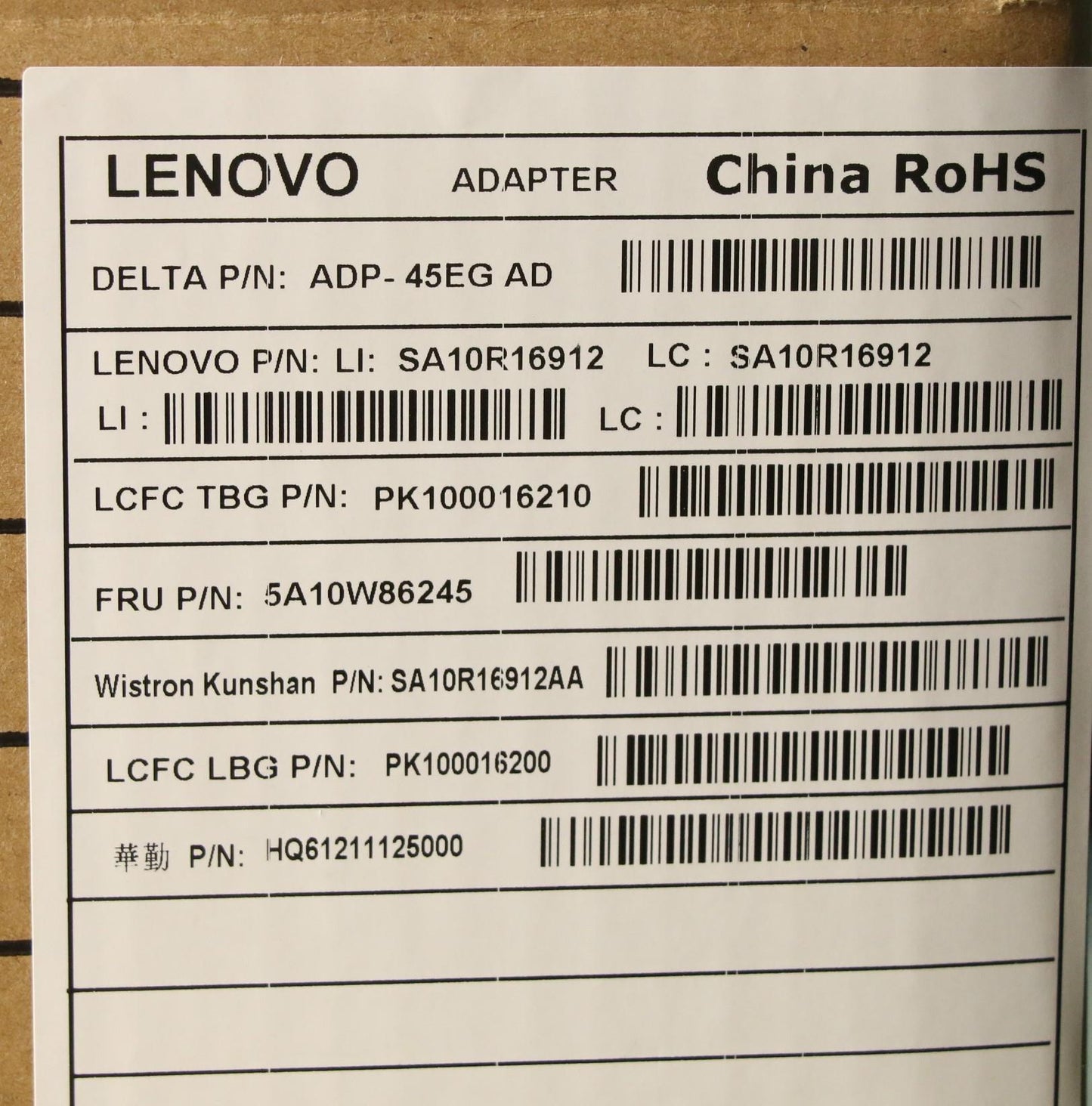 Lenovo AC Adapter Type-C 45W, 2P, Black - 5A10W86245