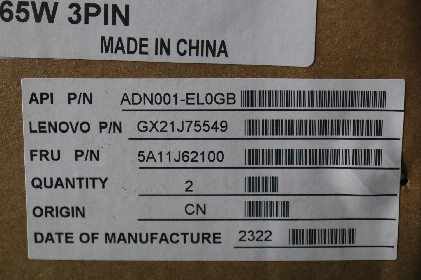 Lenovo AC Adapter, Type-C, 65W, 3P, Black - 5A11J62100