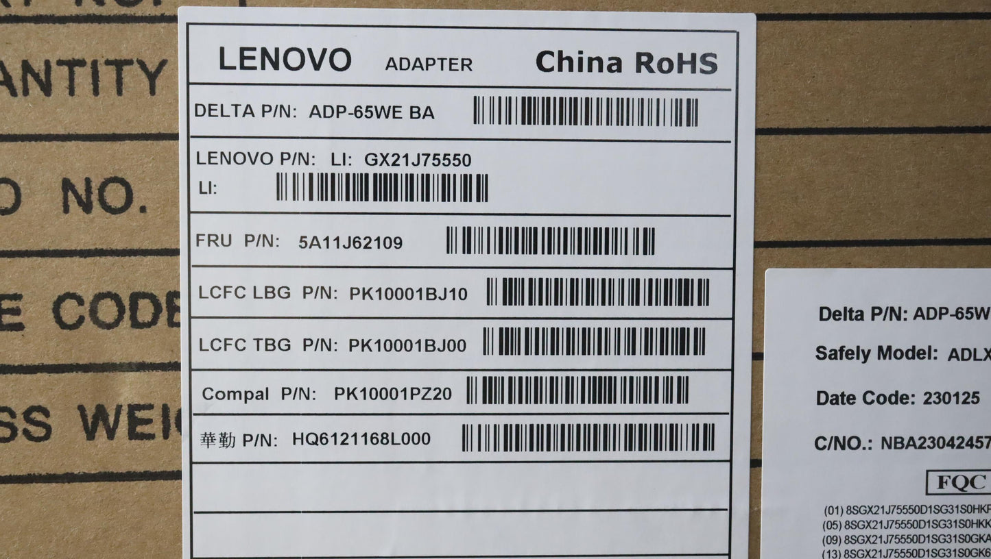 Lenovo Power Supply 65W Type C AC Adapter 3 Pin - 5A11J62109