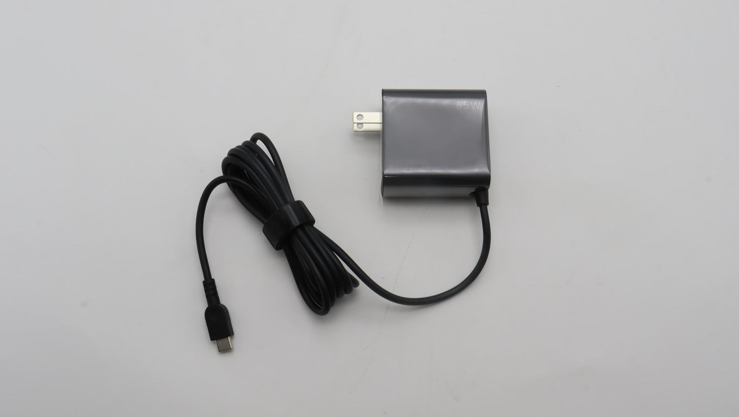 Lenovo - AC Adapter, Type-C, 65W, 2-Prong, USA Version, Black - 5A11J75645
