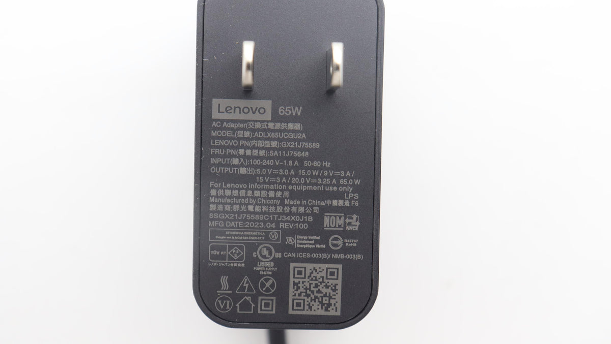 Lenovo Laptop 65W AC Adapter - 5A11J75648