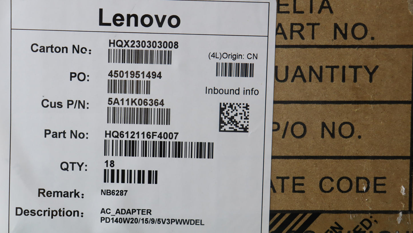 Lenovo Type-C AC Adapter, 140W, 3P, WW, Black - 5A11K06364