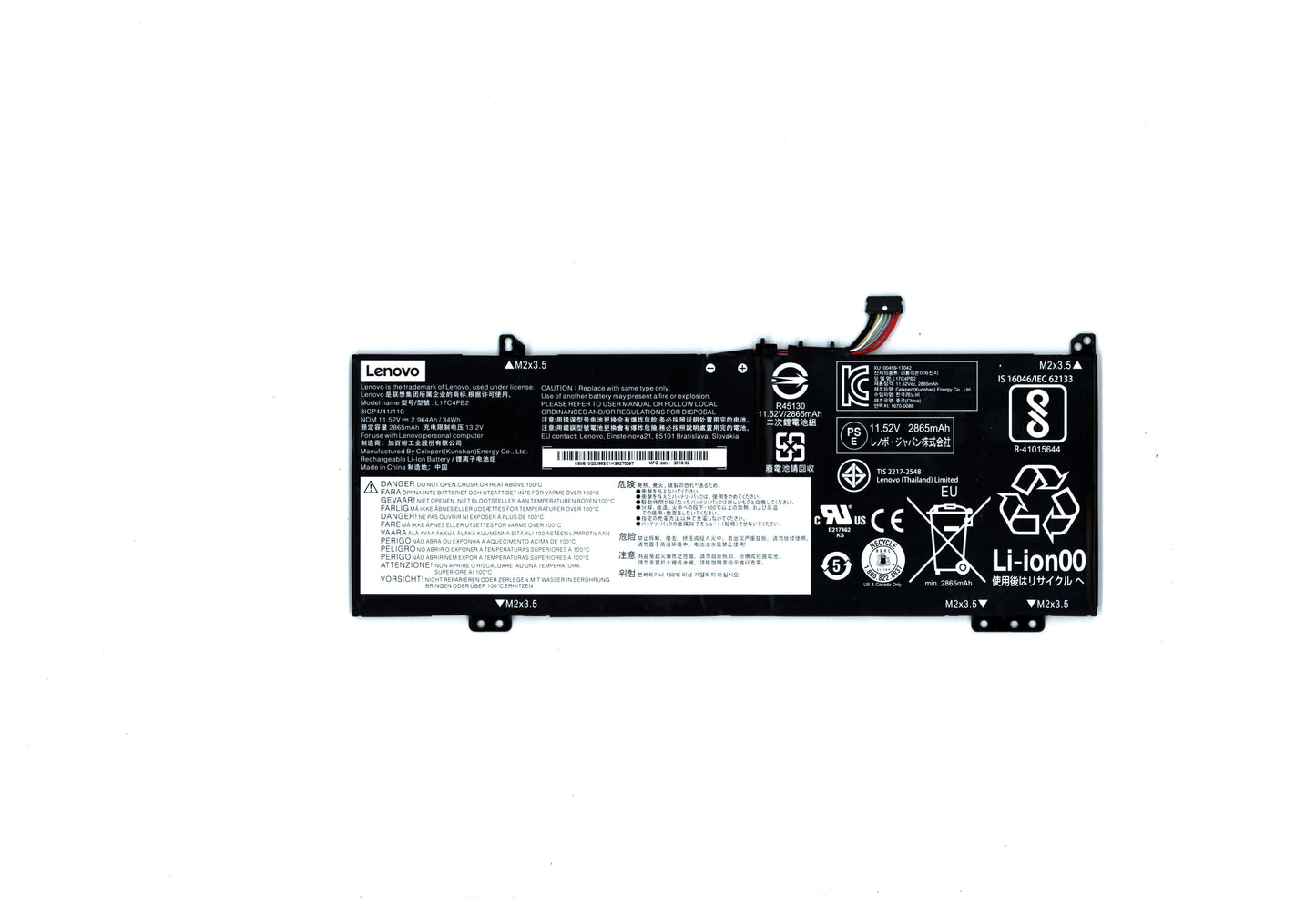 Lenovo Battery, 11.52V, 34Wh, 3-Cell, Rechargeable - 5B10Q22882