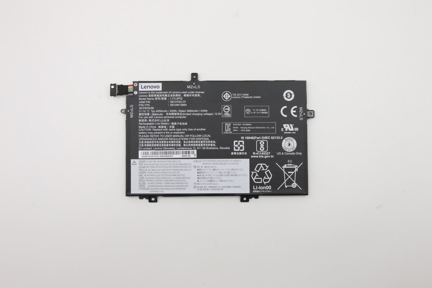 Lenovo 3-Cell Battery, 11.1V, 45Wh - 5B10W13894