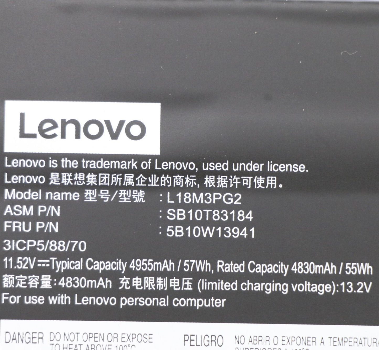 Lenovo 3-Cell 57Wh Battery, 11.52V - 5B10W13941