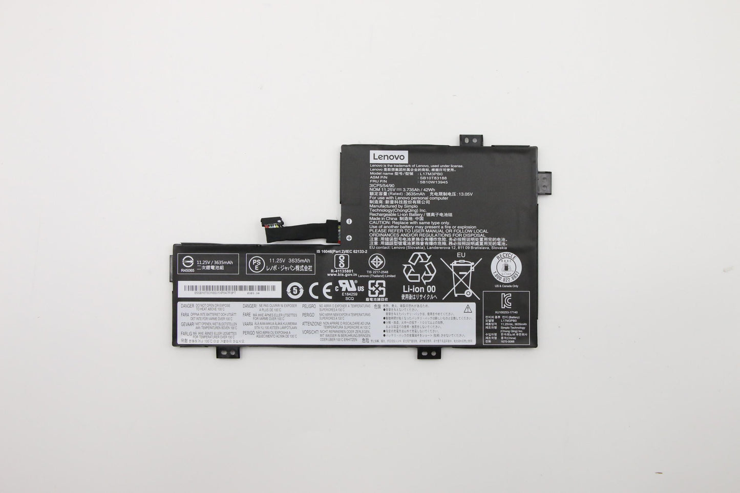 Lenovo - BATTERY, 11.25V, 42Wh, 3cell - 5B10W13945