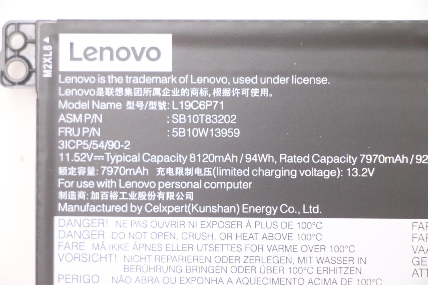 Lenovo Battery 11.52V 93.5 Wh 6-cell Battery - 5B10W13959