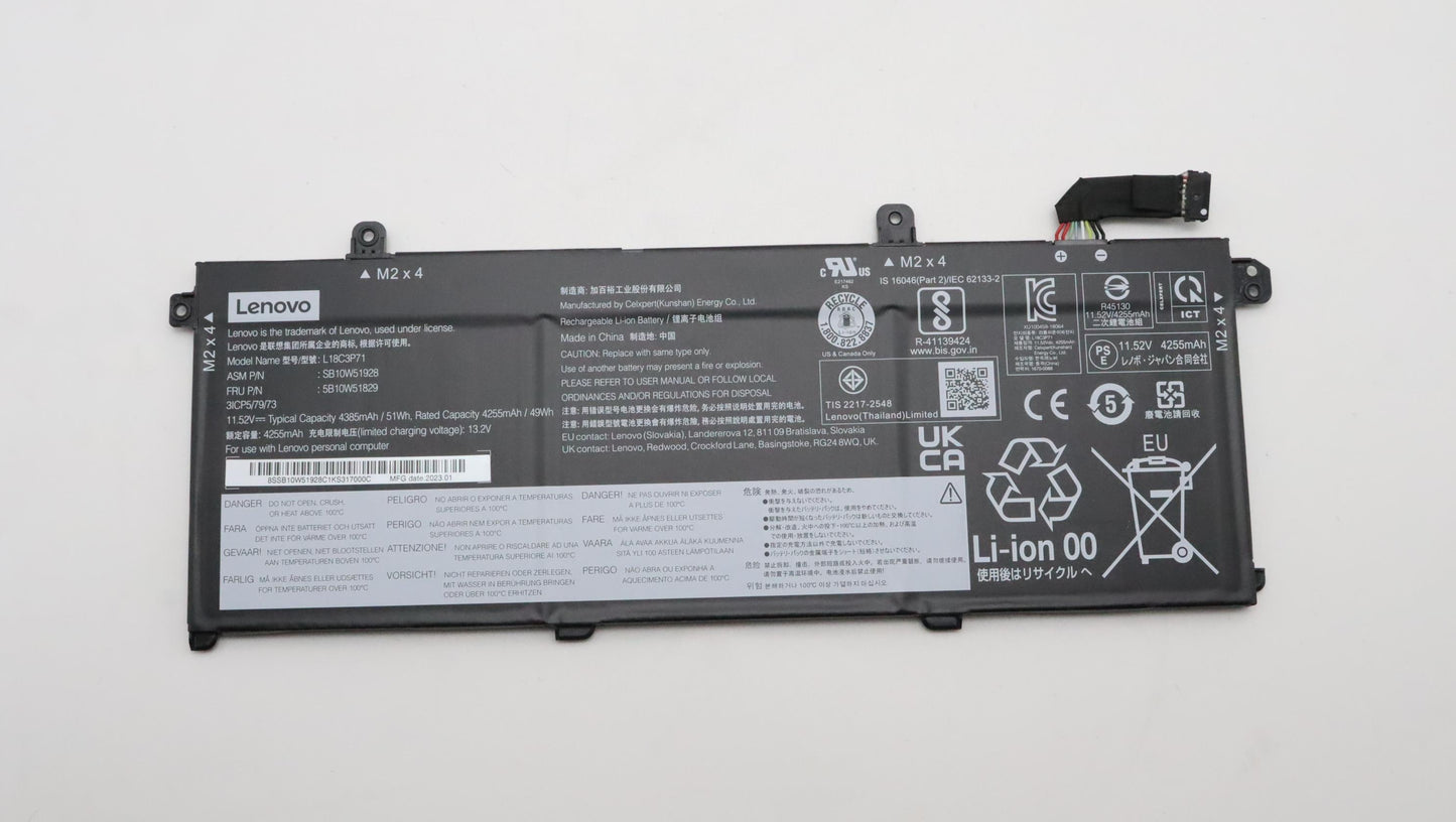 Lenovo 3-Cell Battery, 11.52V, 50Wh - 5B10W51829