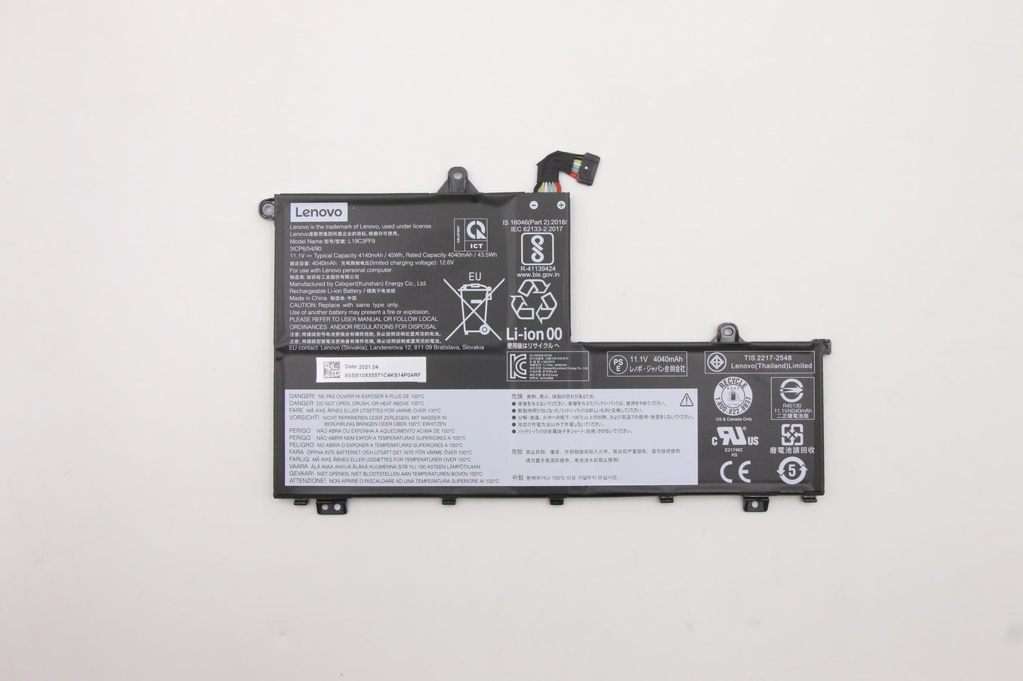 Lenovo Battery, 11.1V, 45Wh, 3-Cell - 5B10X55570
