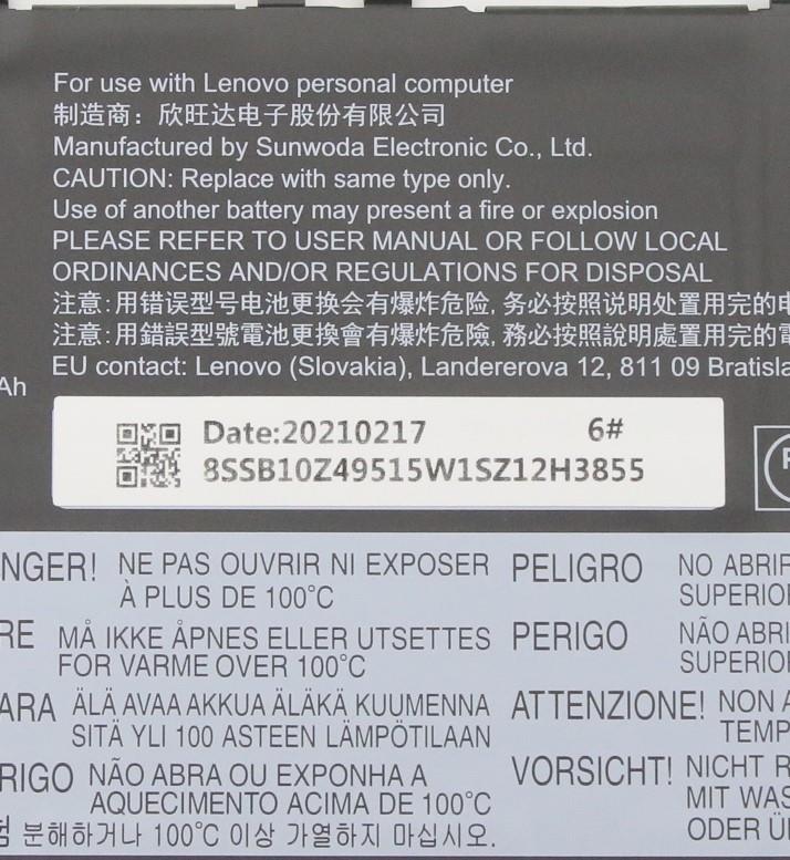 Lenovo Battery, 15.44V, 61Wh, 4-cell - 5B10Z49519
