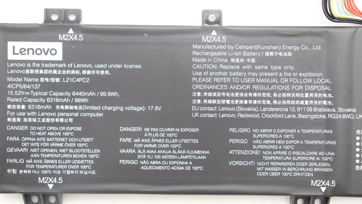 Lenovo 4-cell Battery, 99.9 Wh, 15.52V - 5B11F53998