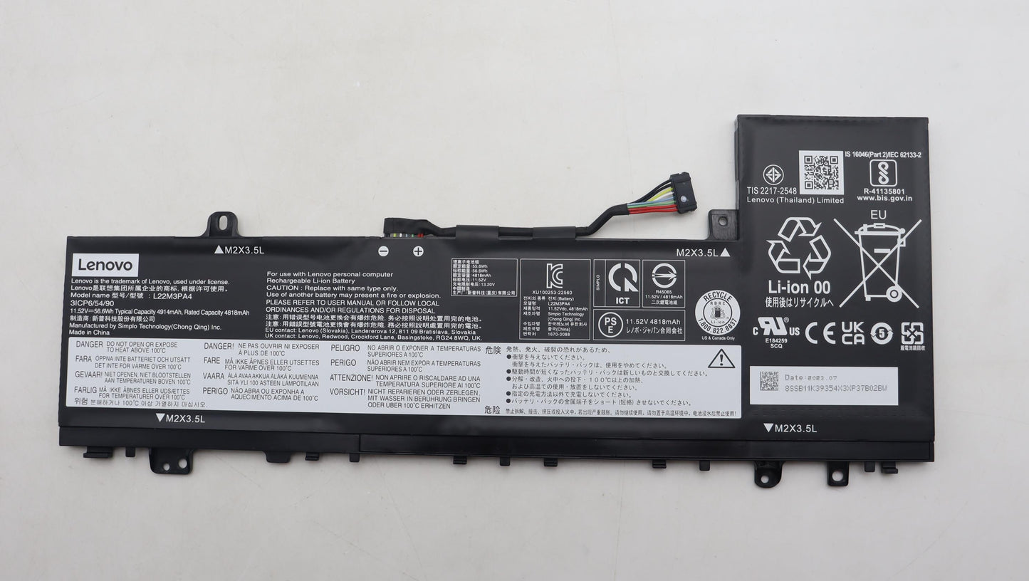 Lenovo Internal Battery, 3-Cell, 56.6Wh, 11.52V - 5B11K39361