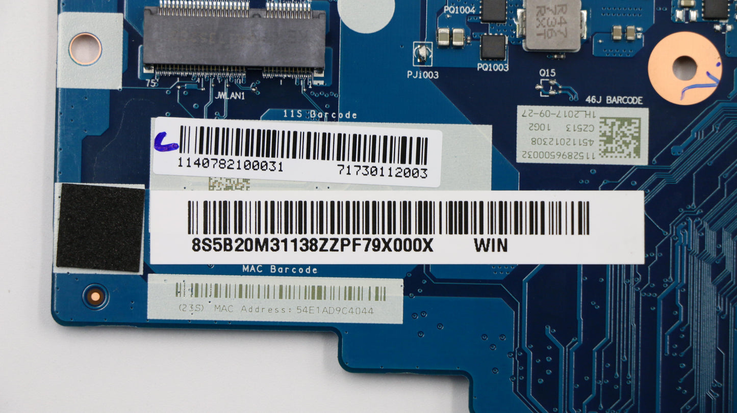Lenovo System Board, i7-7500U, UMA Graphics, Backlit, Windows, RTC - 5B20M31138