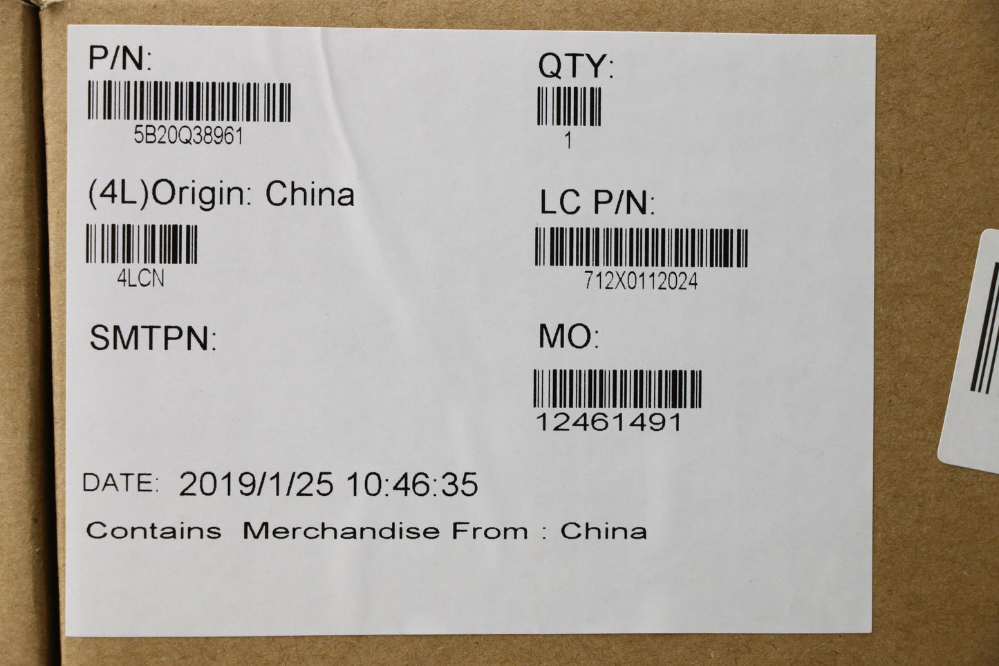 Lenovo Motherboard with i7-8550U, UMA Graphics, 8GB, Fingerprint Sensor - 5B20Q38961