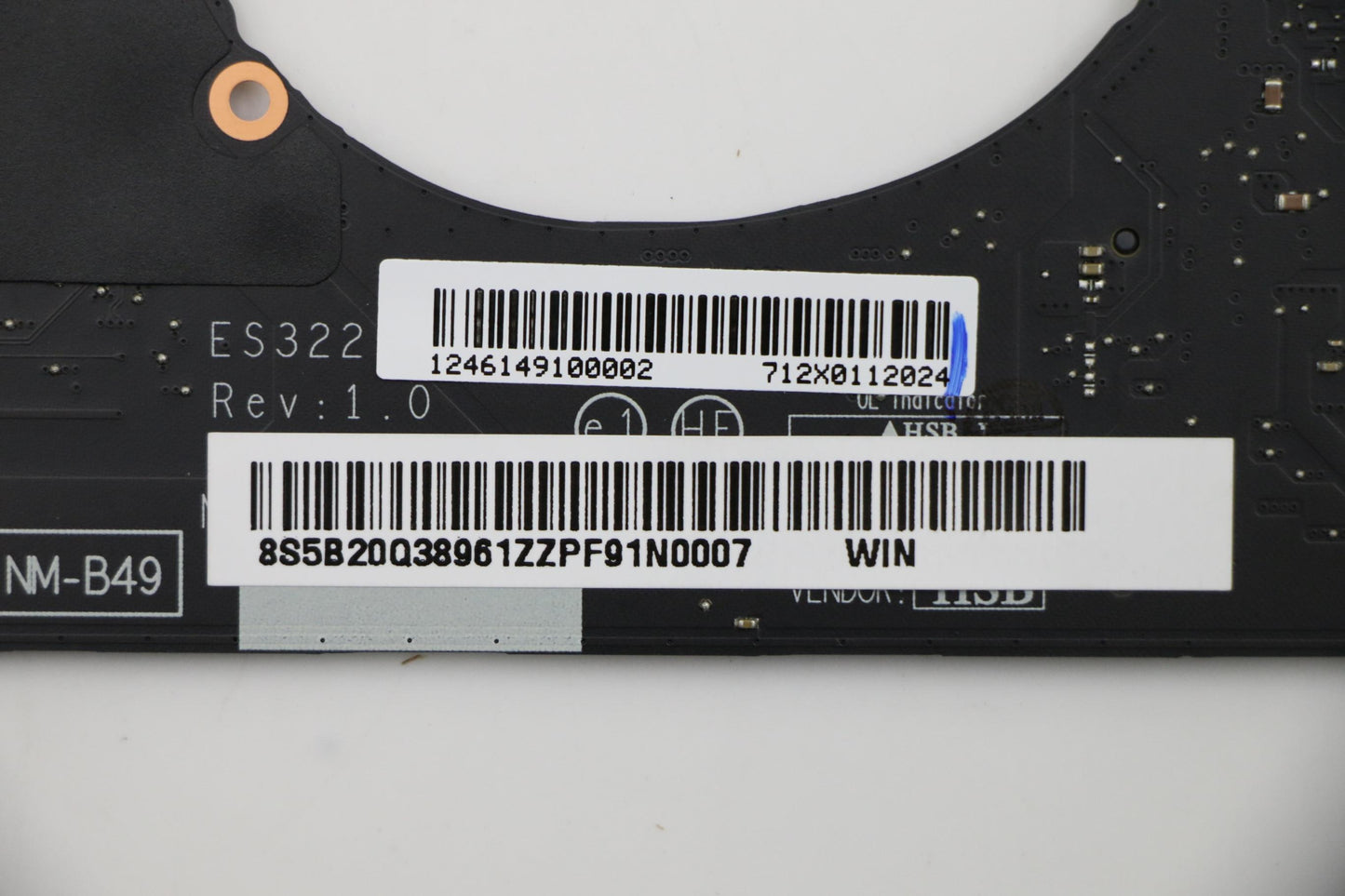 Lenovo Motherboard with i7-8550U, UMA Graphics, 8GB, Fingerprint Sensor - 5B20Q38961