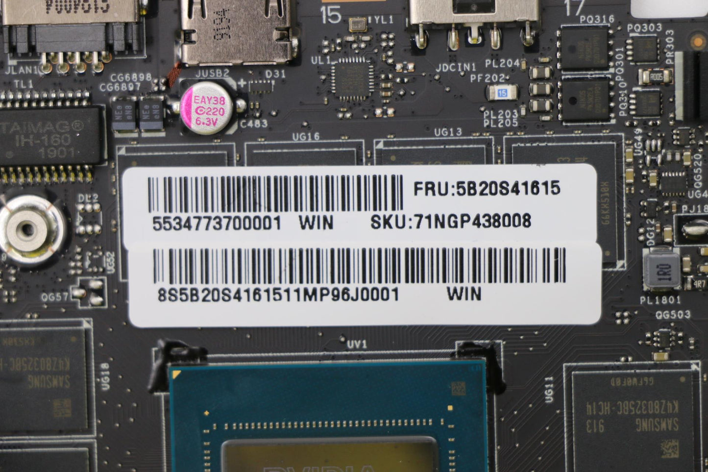 Lenovo System Board, i7-8750H, Nvidia 2070, 8GB RAM, Windows - 5B20S41615