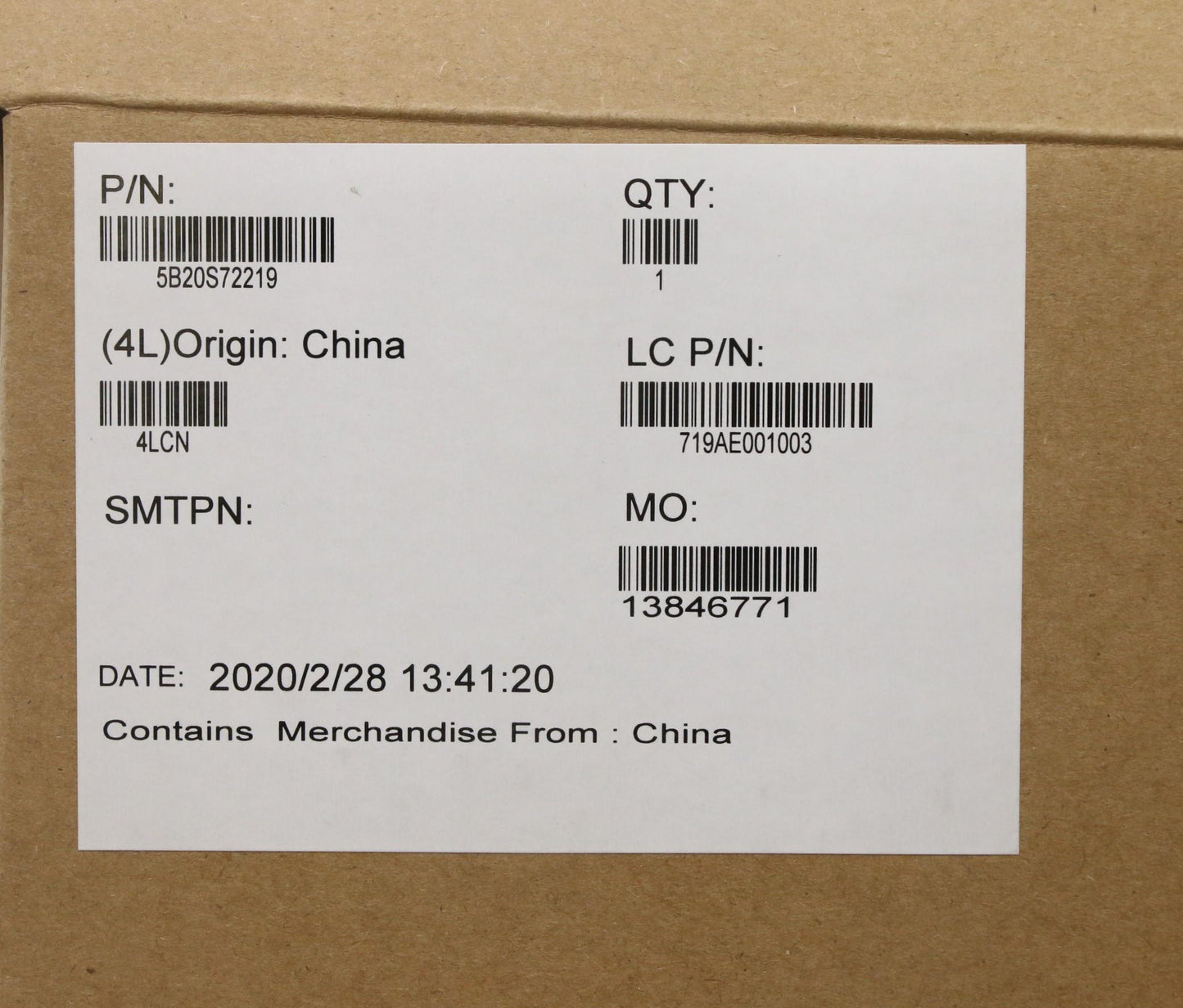 Lenovo Motherboard, FruB FLBL, i3 with Integrated Graphics, Windows TPM Hardware - 5B20S72219