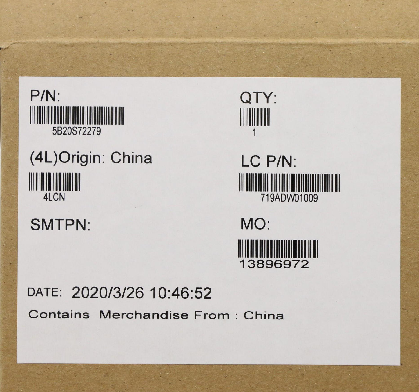 Lenovo Motherboard with Intel i5-10210U and Integrated UHD Graphics - 5B20S72279