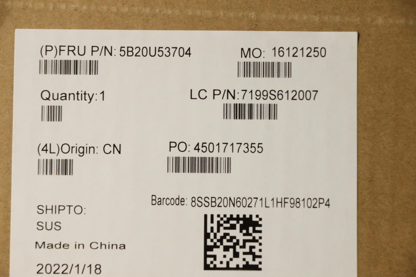 Lenovo BDPLANAR Motherboard, FRU, 9th Gen WIN DPK - 5B20U53704