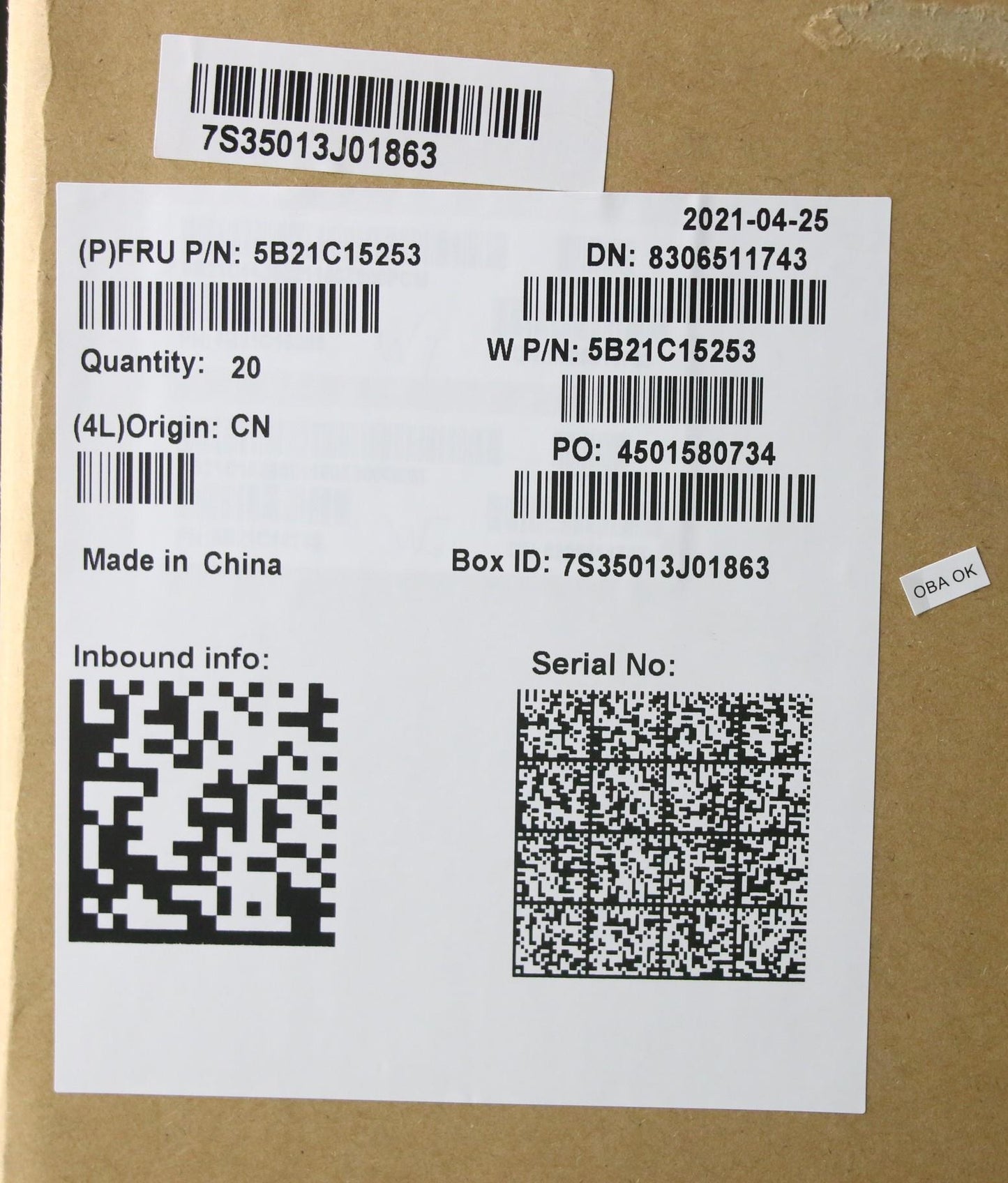 Lenovo Motherboard, i5-8265U, 8GB, Japan, Discrete TPM - 5B21C15253