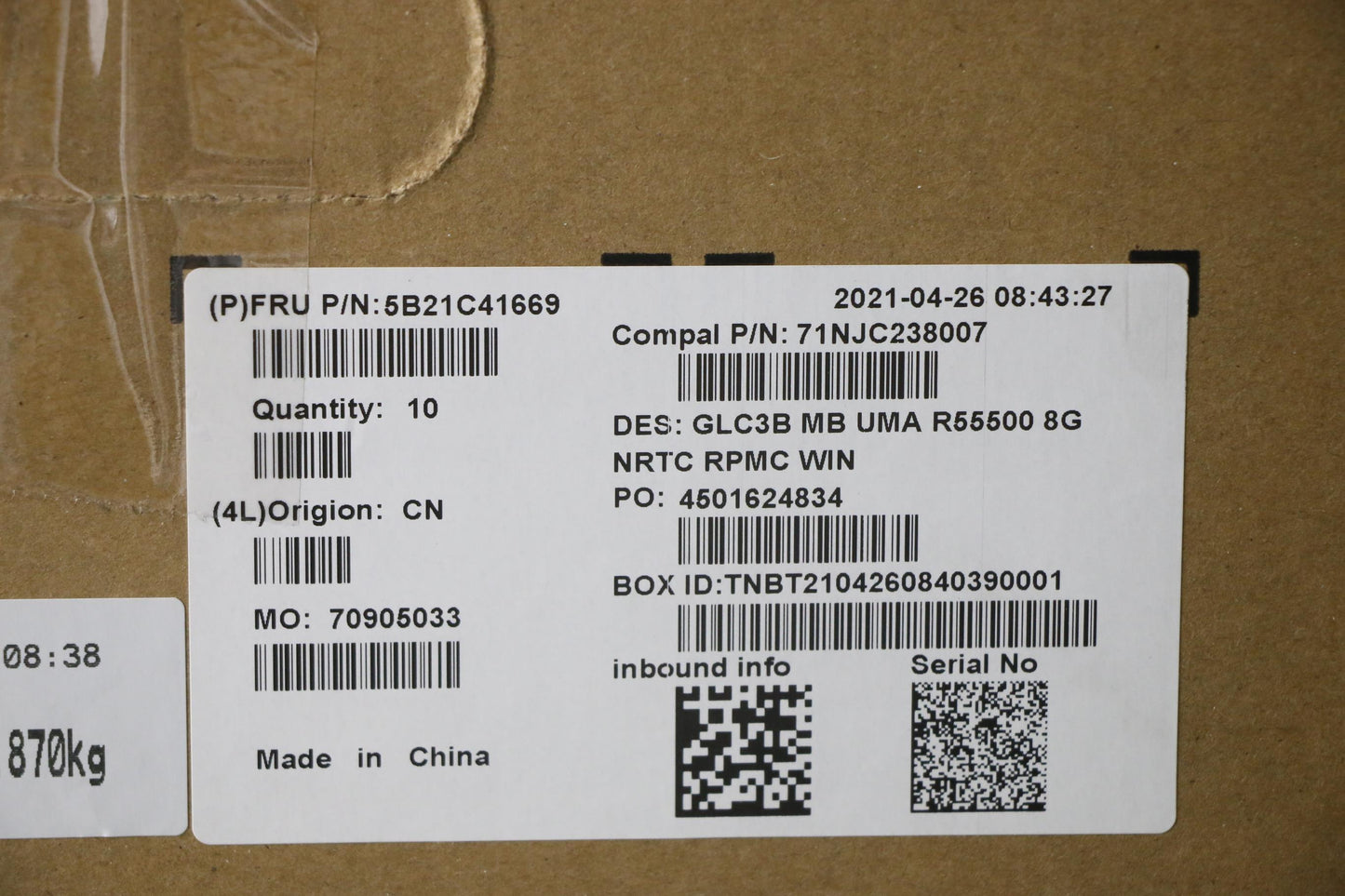 Lenovo Motherboard R5-5500U, UMA Graphics, 8GB RAM, Windows DPK - 5B21C41669