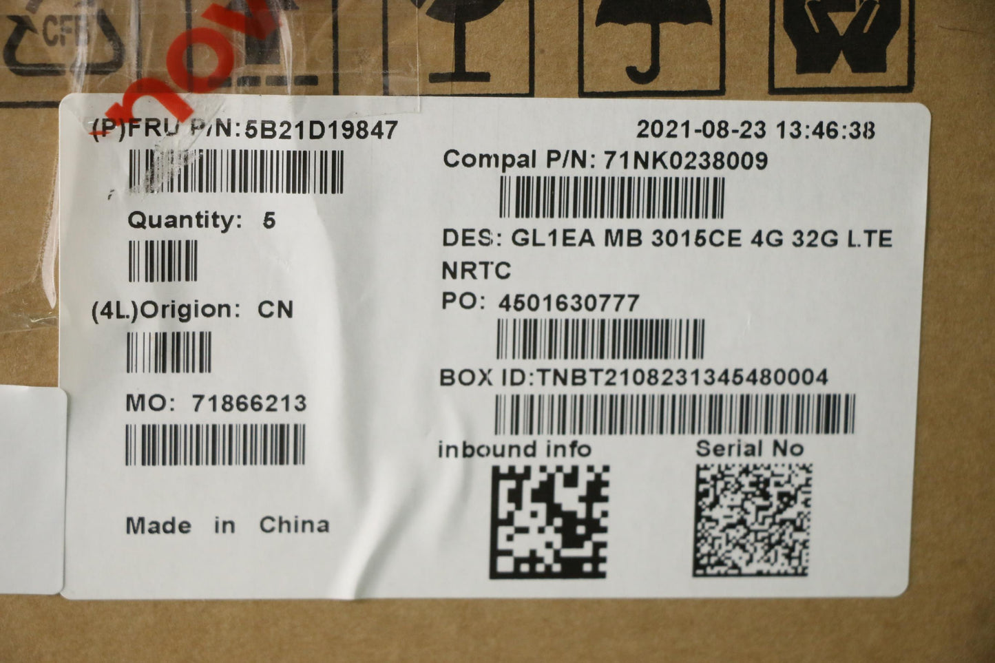 Lenovo BDPLANAR FRU, UMA 3015Ce, 4G/32G LTE - 5B21D19847