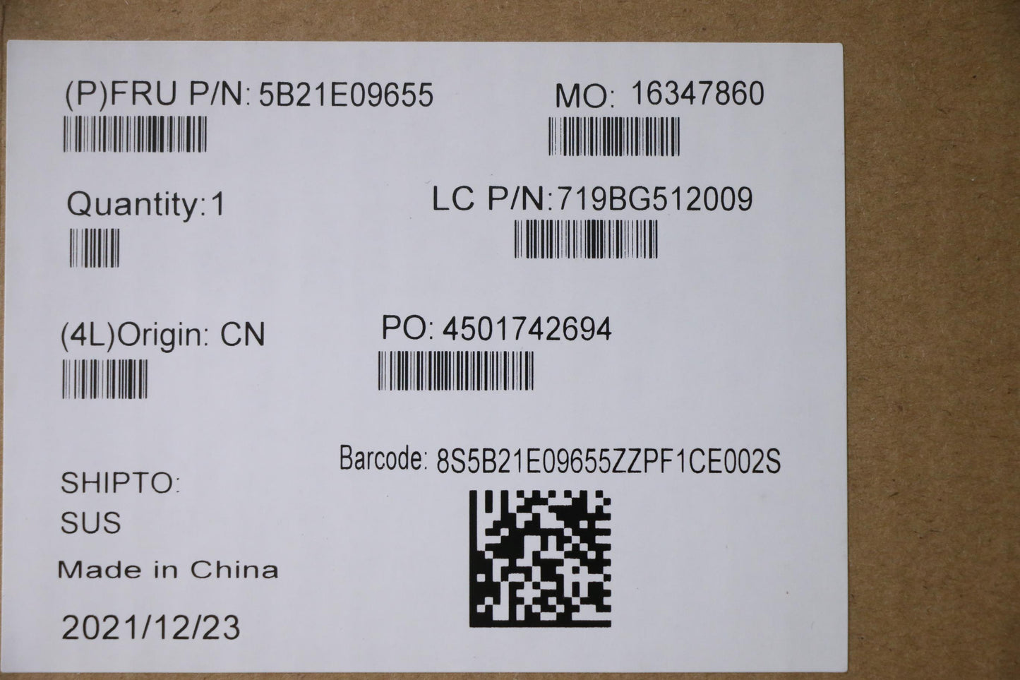 Lenovo BDPLANAR Motherboard MBL81MANOK, Intel N4020, UMA, 4GB, 32GB NCN+N - 5B21E09655