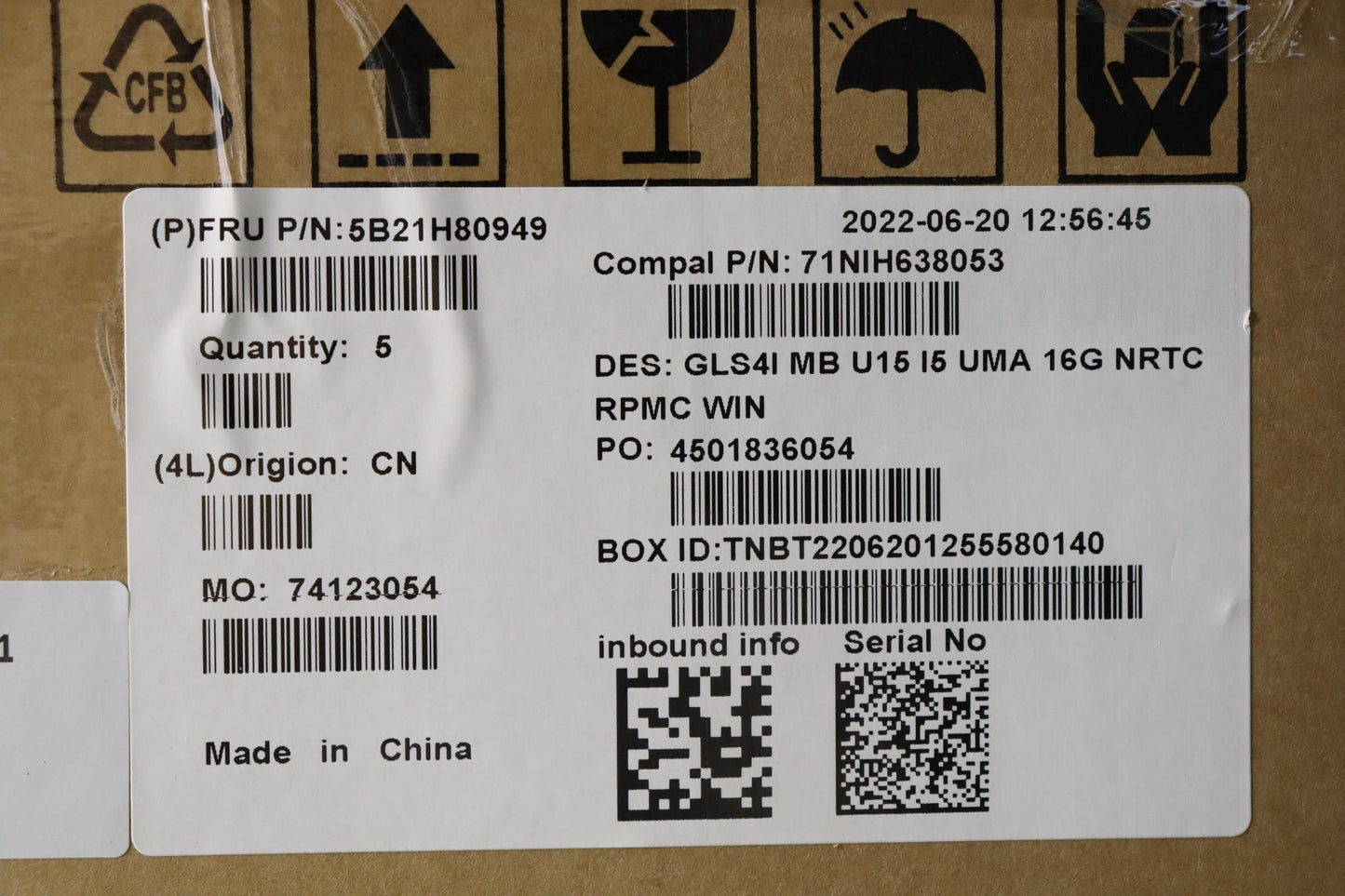 Lenovo Motherboard, C82SD Series, Intel i5-1235U, UMA, 16GB RAM - 5B21H80949