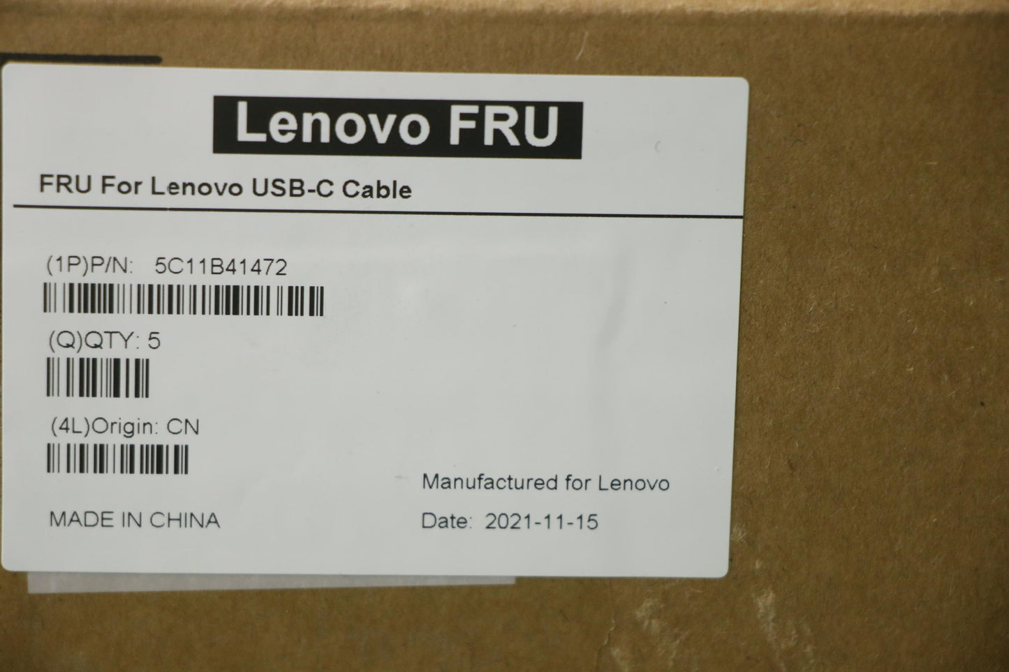 Lenovo Laptop USB Type-C to Type-C Cable - 5C11B41472