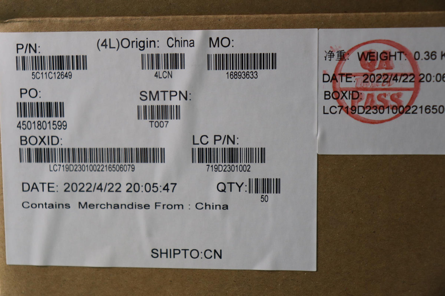 Lenovo Touch LCD H-CONN Cable Set - 5C11C12649