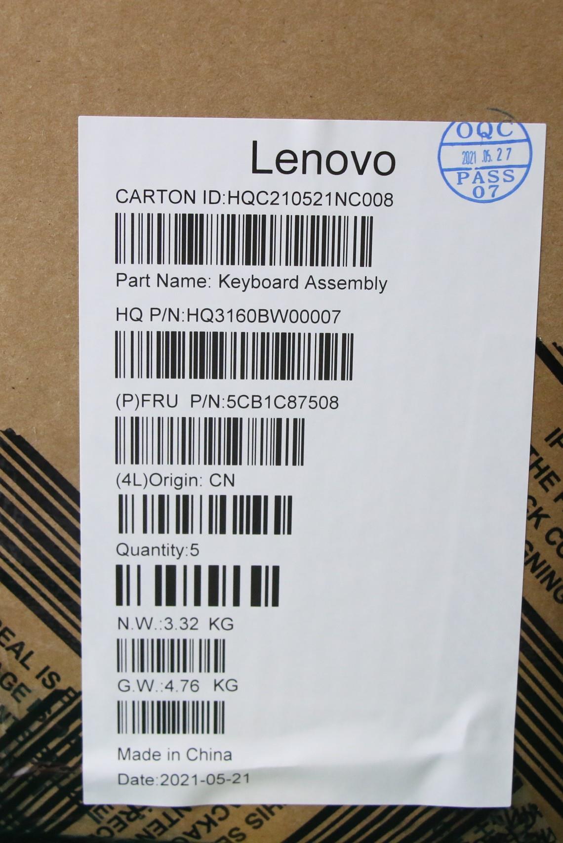 Lenovo C-Cover with Keyboard, USA English, Backlight - 5CB1C87508