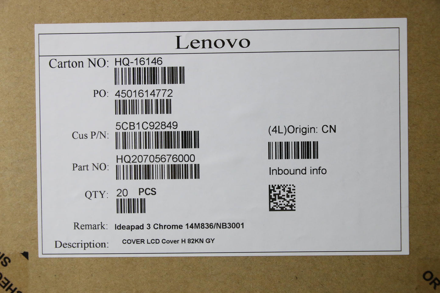 Lenovo - COVER LCD Cover H 82KN GY - 5CB1C92849
