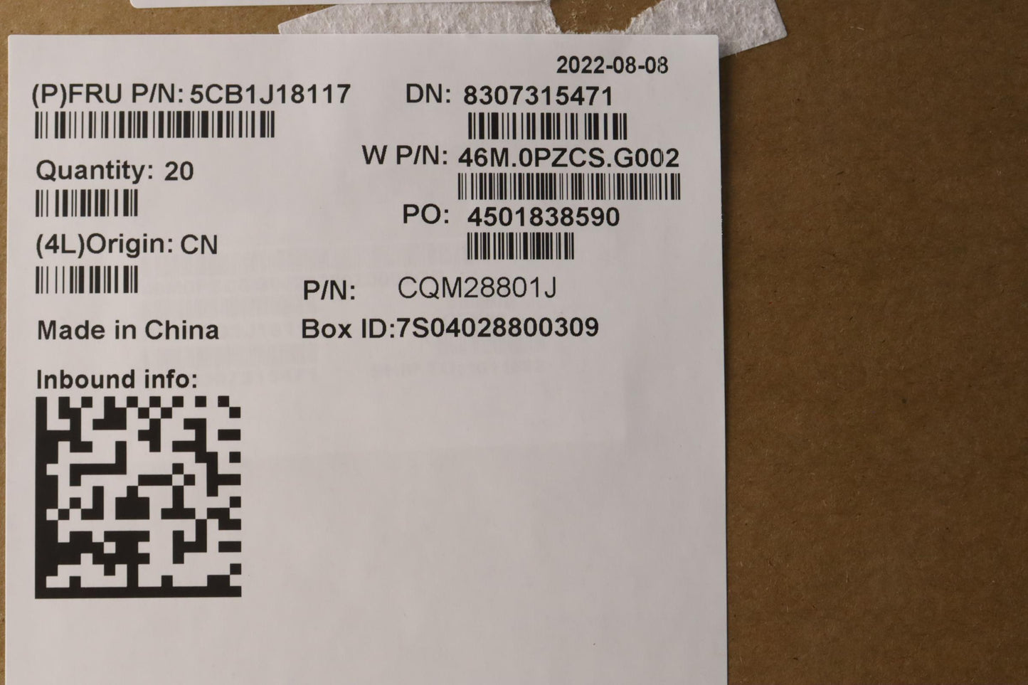 Lenovo A Cover in Plastic, 3.0T, for WLAN - 5CB1J18117