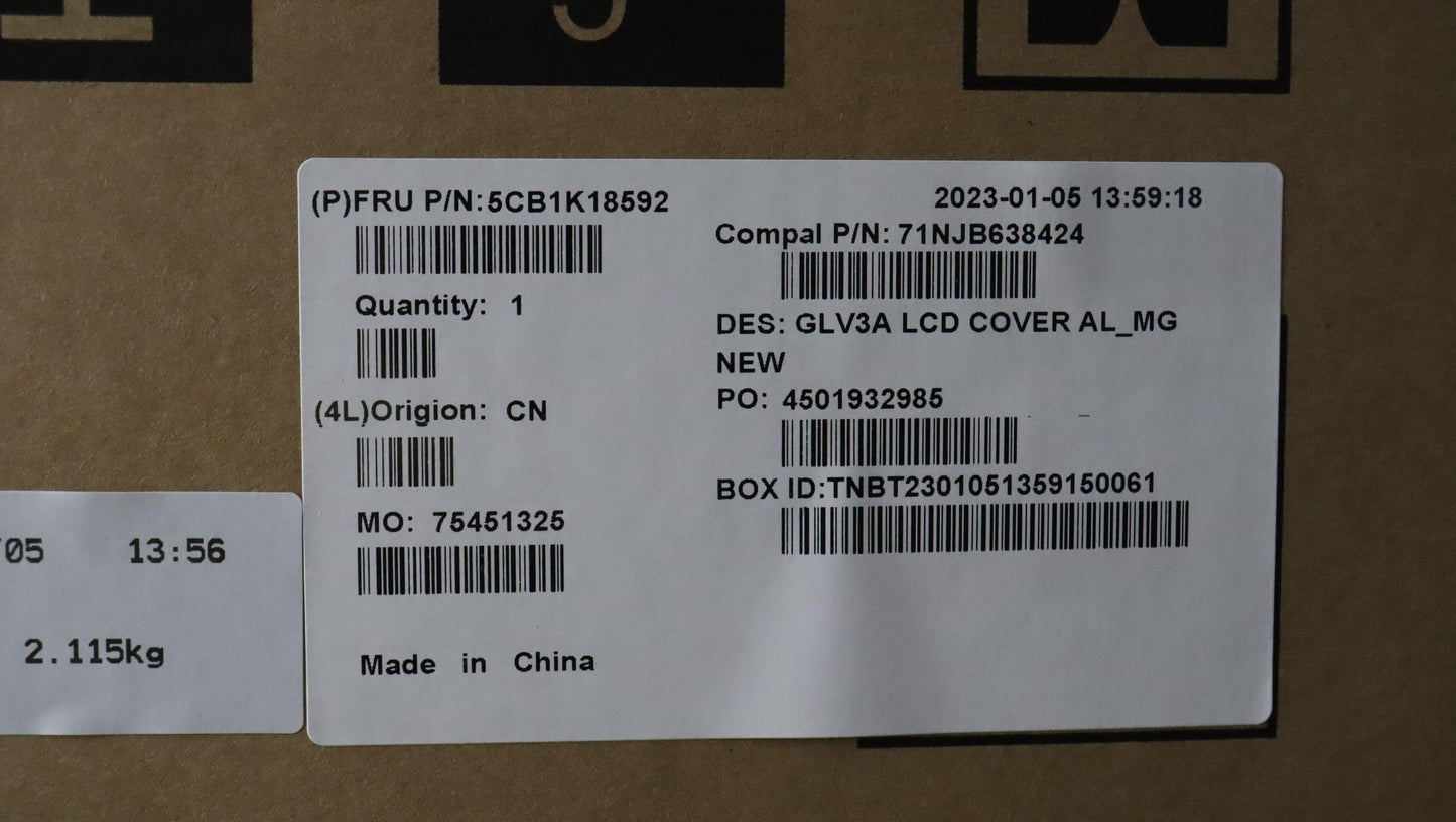 Lenovo LCD Cover, Magnesium Alloy - 5CB1K18592