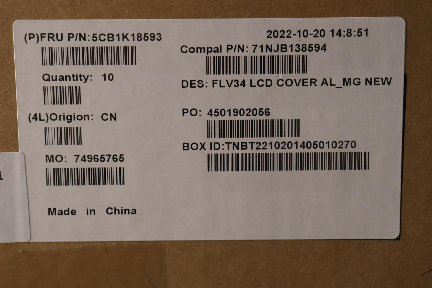 Lenovo LCD Cover - 5CB1K18593