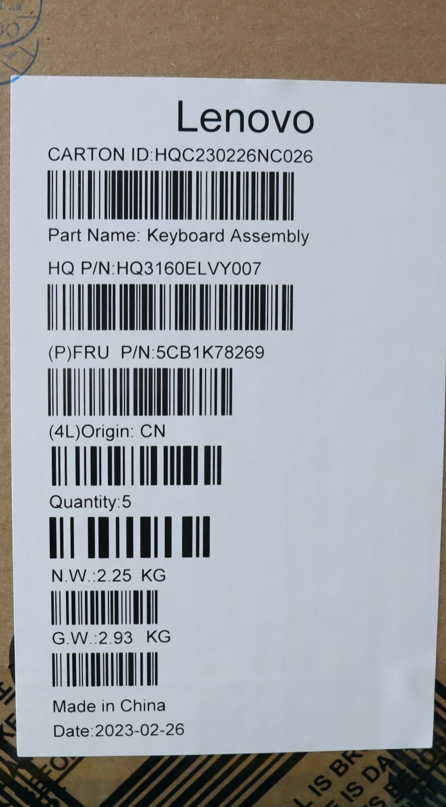 Lenovo Casing Upper Case Assembly USA - 5CB1K78269