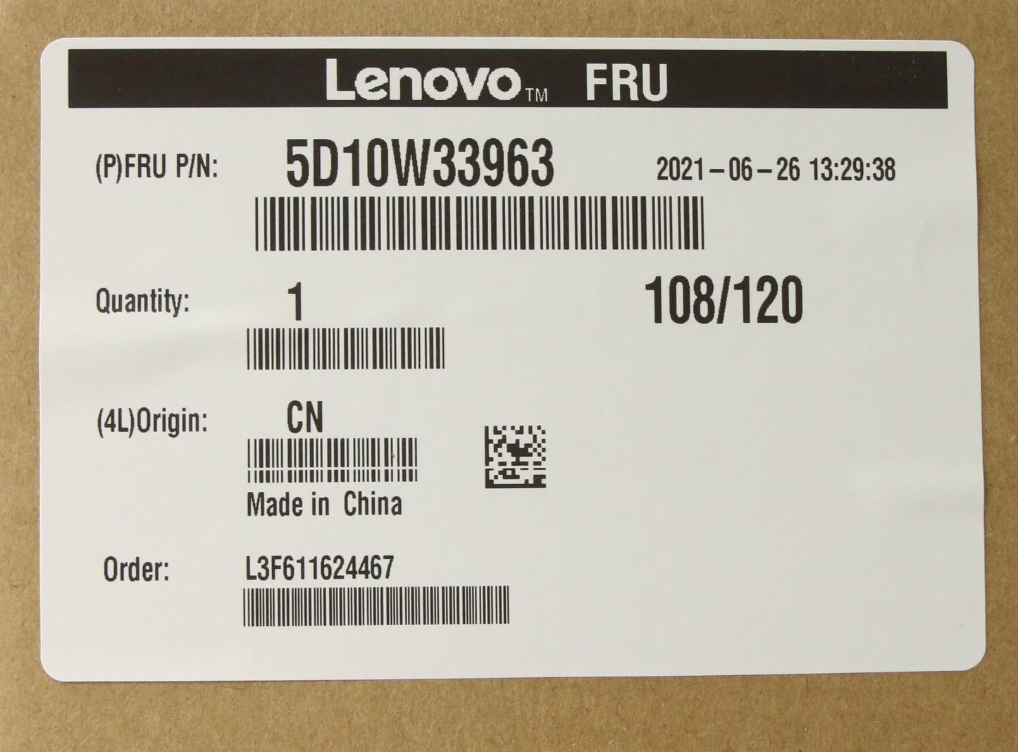 Lenovo Display, 23.8", FHD, Non-Touch, Anti-Glare, IPS, 250nit, 72% NTSC - 5D10W33963
