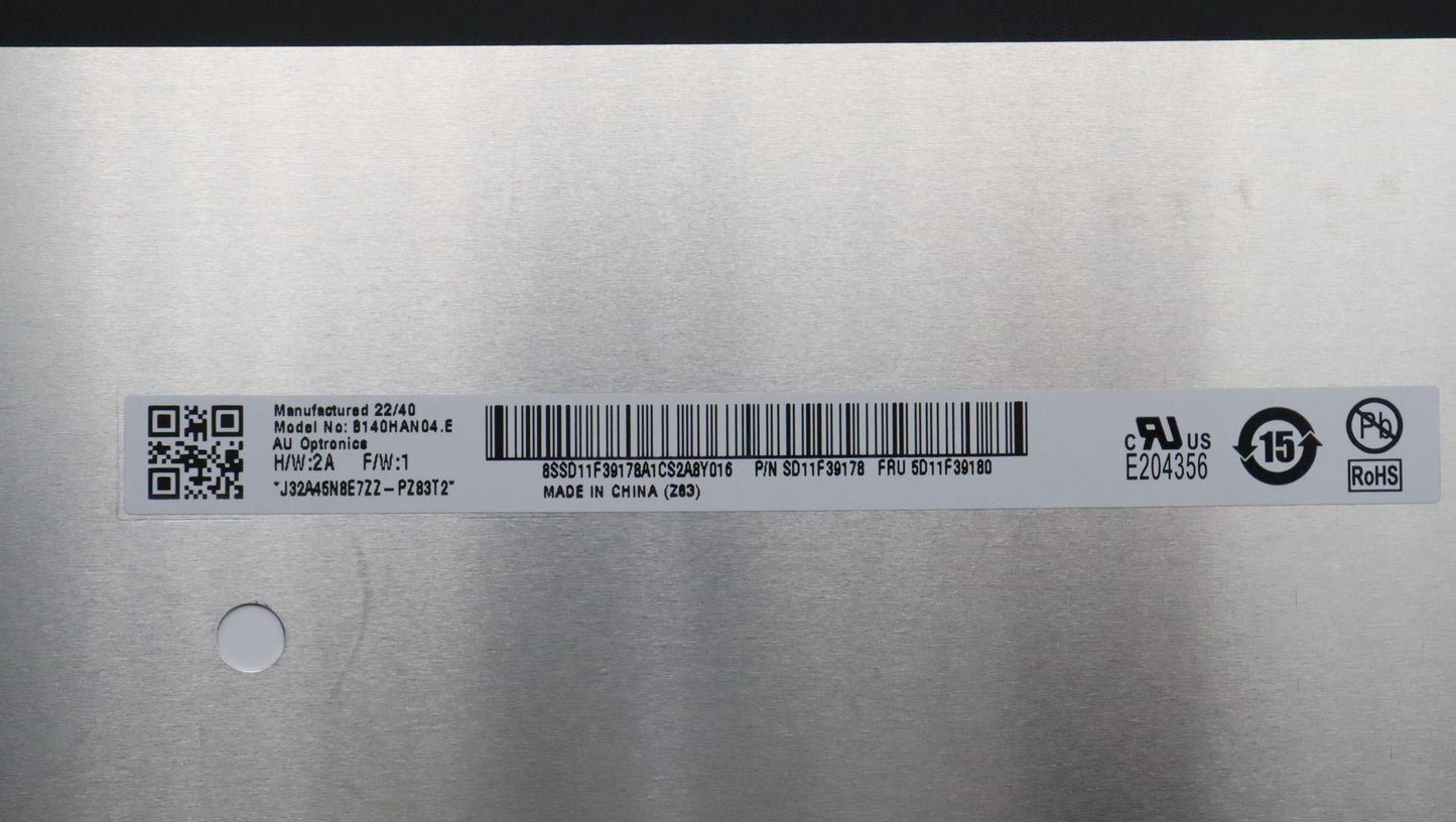 Lenovo 14" FHD LCD Panel, Non-Touch, Anti-Glare, IPS, 300nit, 45% NTSC - 5D11F39180