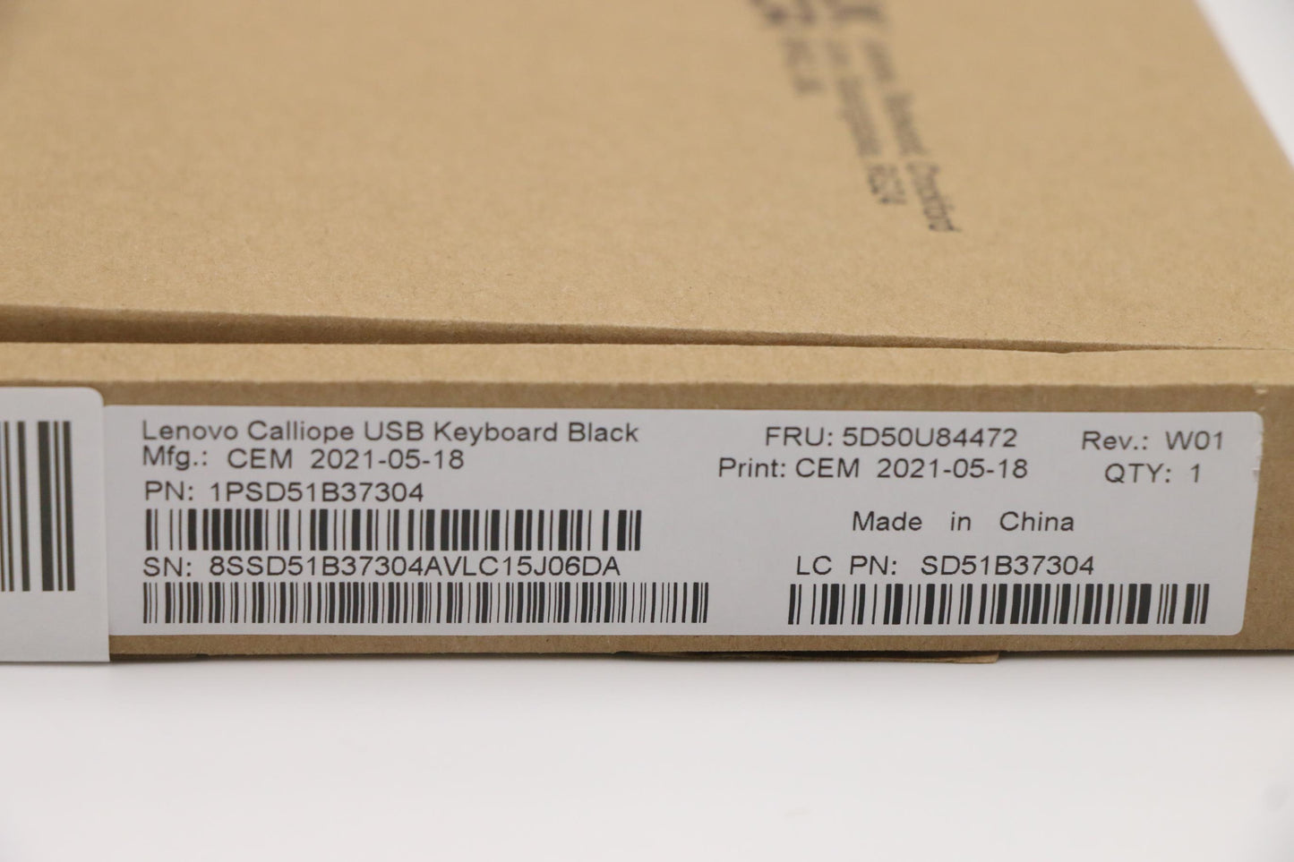 Lenovo External Keyboard, USB, US English/Euro Layout, Black, Non-Backlit - 5D50U84472