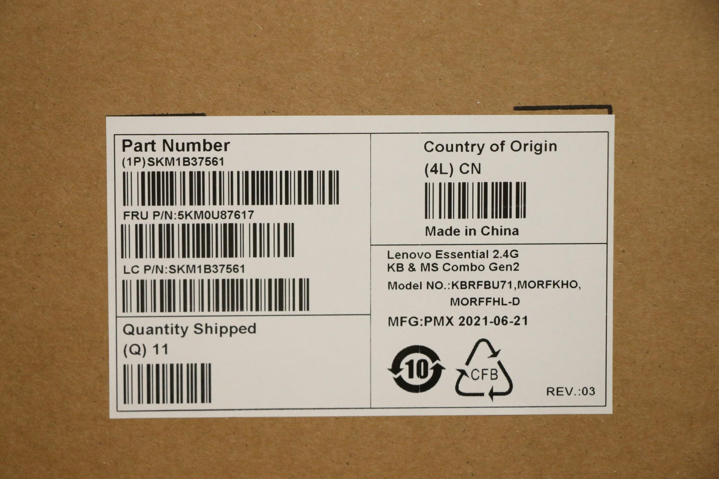 Lenovo Kyb_Mouse Primax R71_G2 2.4G B - 5KM0U87617