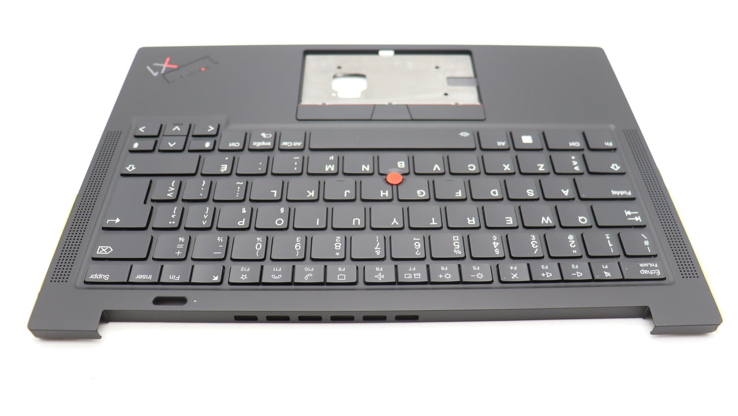 Lenovo C-Cover with Keyboard, Canadian French, Black, Backlit, Fingerprint - 5M11H62570