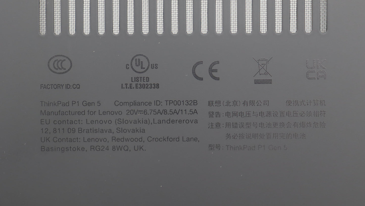 Lenovo HYB RTX No WWAN D-Cover Assembly P1G5 - 5M11K66107