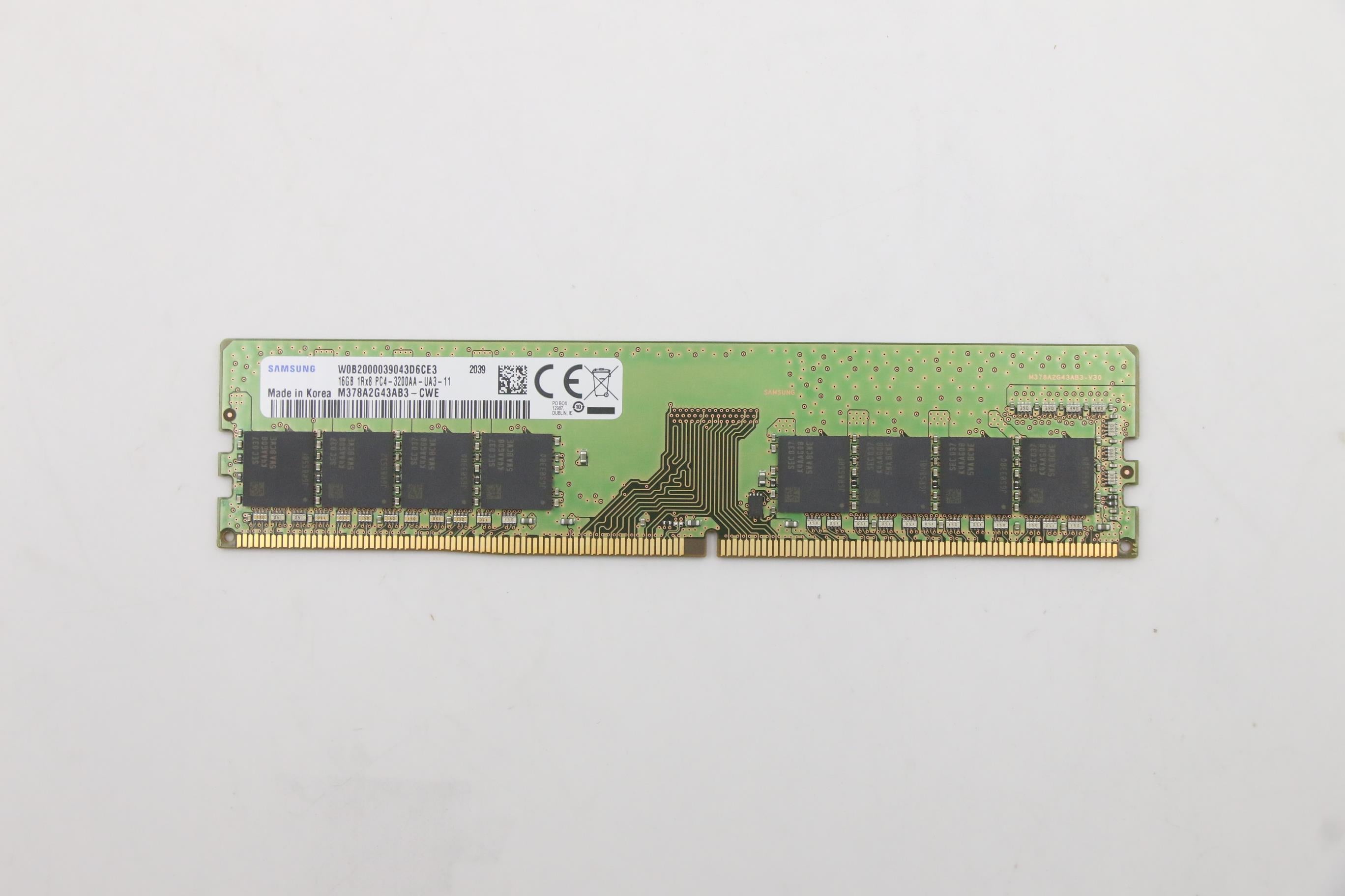 Lenovo 16GB DDR4 Memory, 3200 MHz, UDIMM, Samsung - 5M30V06841