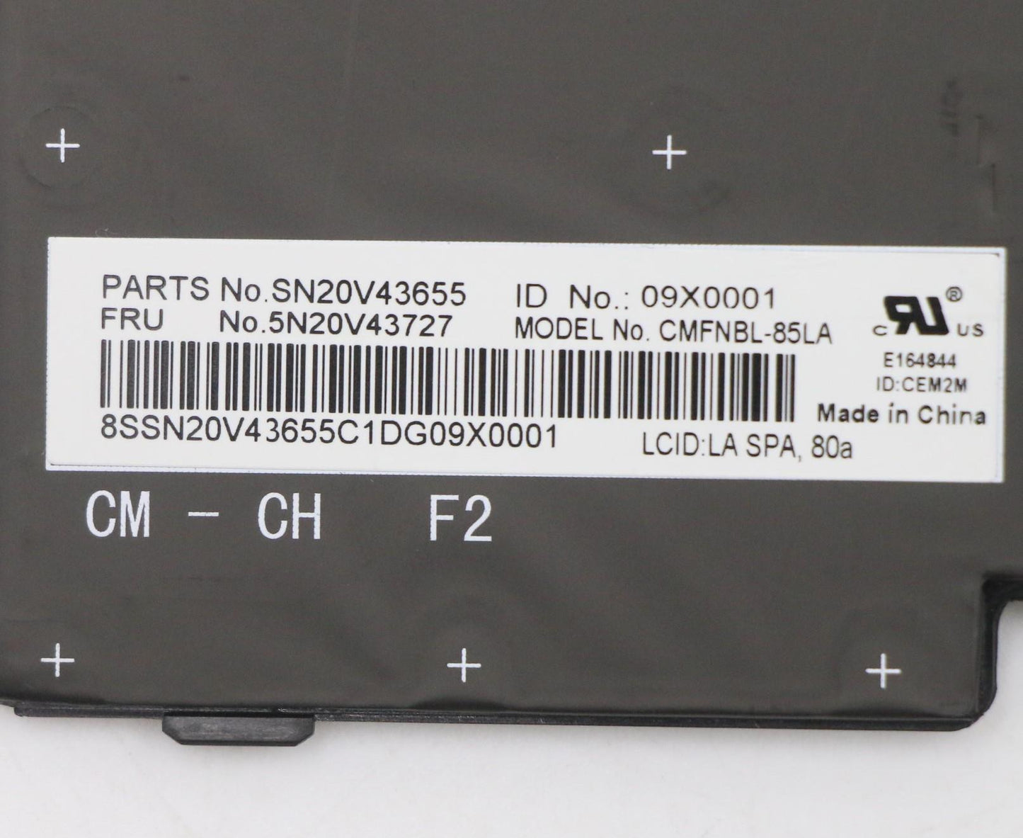 Lenovo Keyboard Internal, Spanish LA, Black, Non-Backlit - 5N20V43727