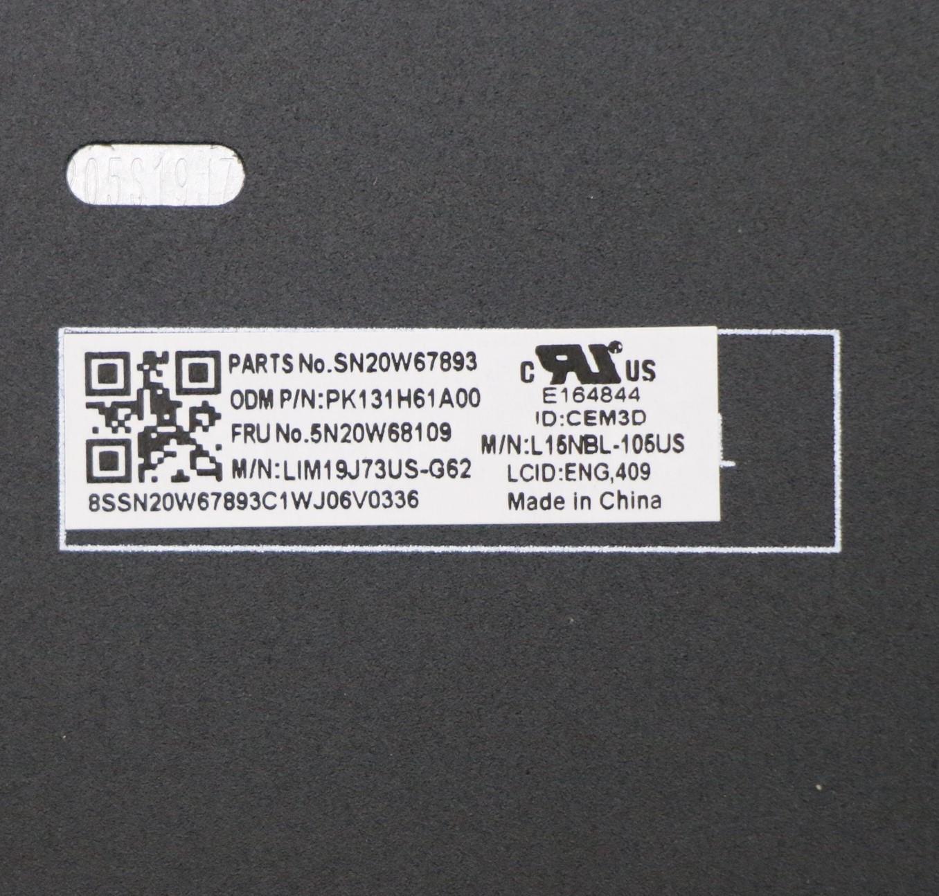 Lenovo CS20L Numeric Keyboard, Chicony, Non-Backlit, Black, English - 5N20W68109