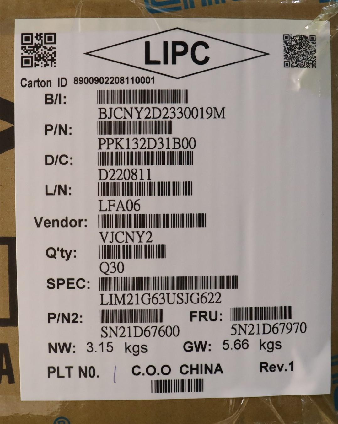 Lenovo Keyboard Internal, USA English, Black, Backlight - 5N21D67970