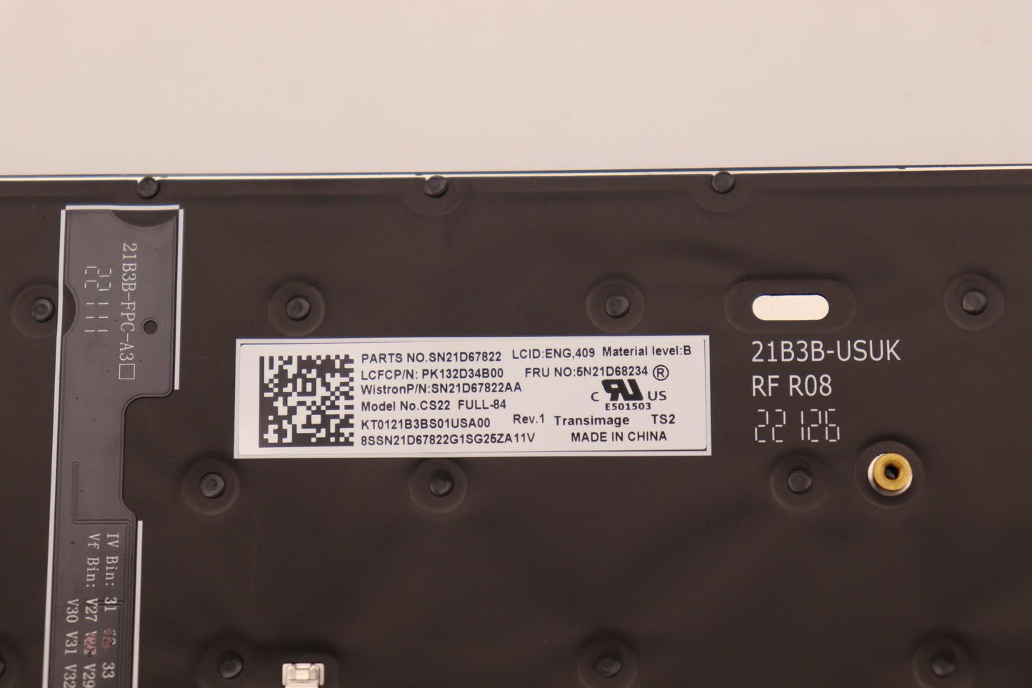 Lenovo Keyboard Internal, USA English, Backlight, Black - 5N21D68234