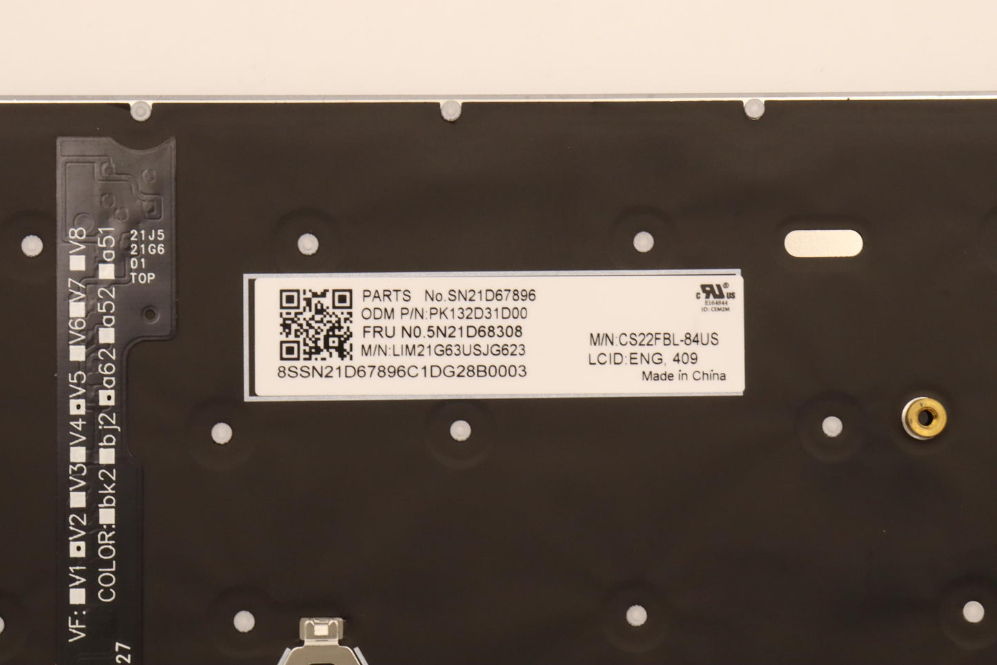 Lenovo Internal Keyboard, USA English Layout, Backlit, Grey - 5N21D68308