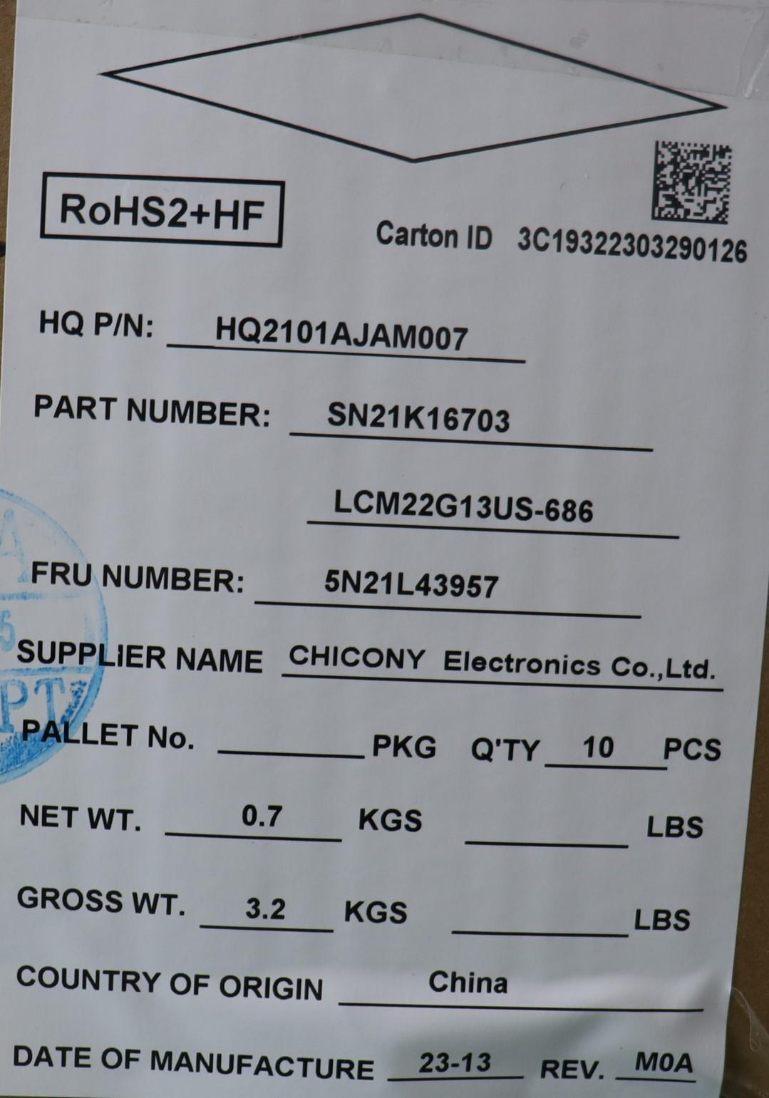 Lenovo Keyboard Internal, USA English, Non-Backlight, Grey - 5N21L43957