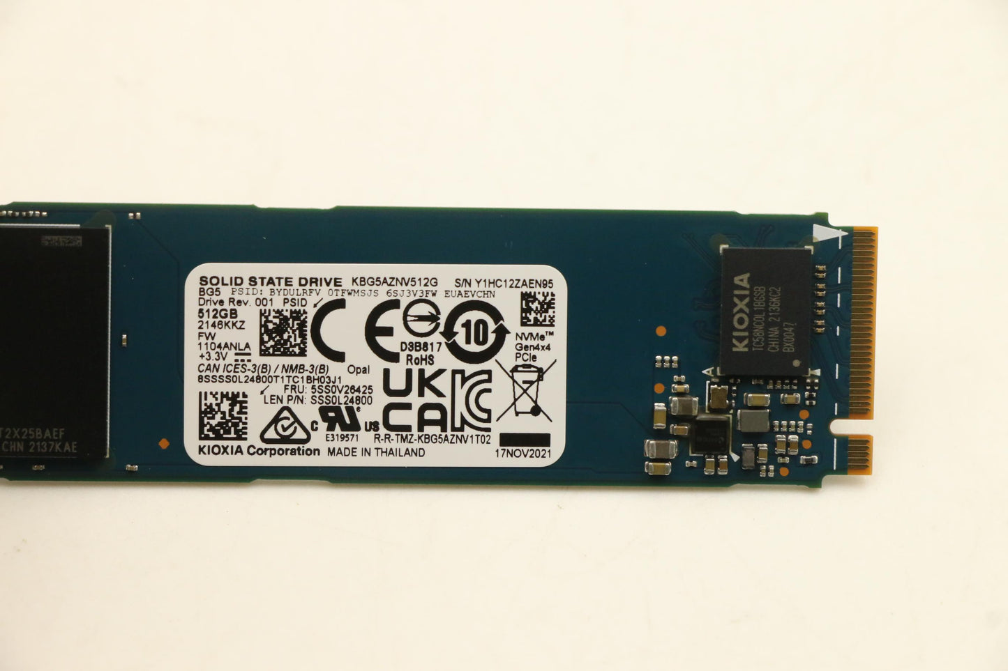 Lenovo SSD 512GB, M.2, 2280, PCIe 4x4, OPAL, KIOXIA - 5SS0V26425